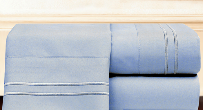 HOTEL EMBROIDERED SHEET SET LIGHT BLUE